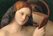BELLINI, Giovanni Naked Young Woman in Front of the Mirror (detail) oil on canvas